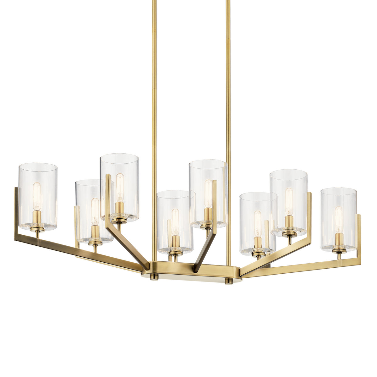 KICHLER 52315BNB Nye 14.75" 8 Light Oval Chandelier With Clear Glass In Brushed Natural Brass