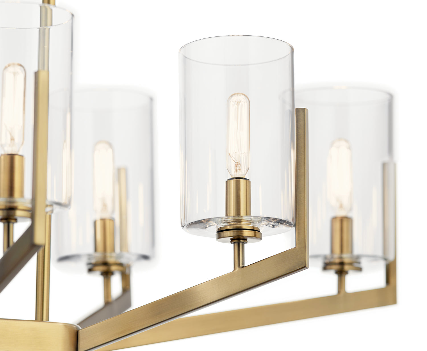 KICHLER 52315BNB Nye 14.75" 8 Light Oval Chandelier With Clear Glass In Brushed Natural Brass