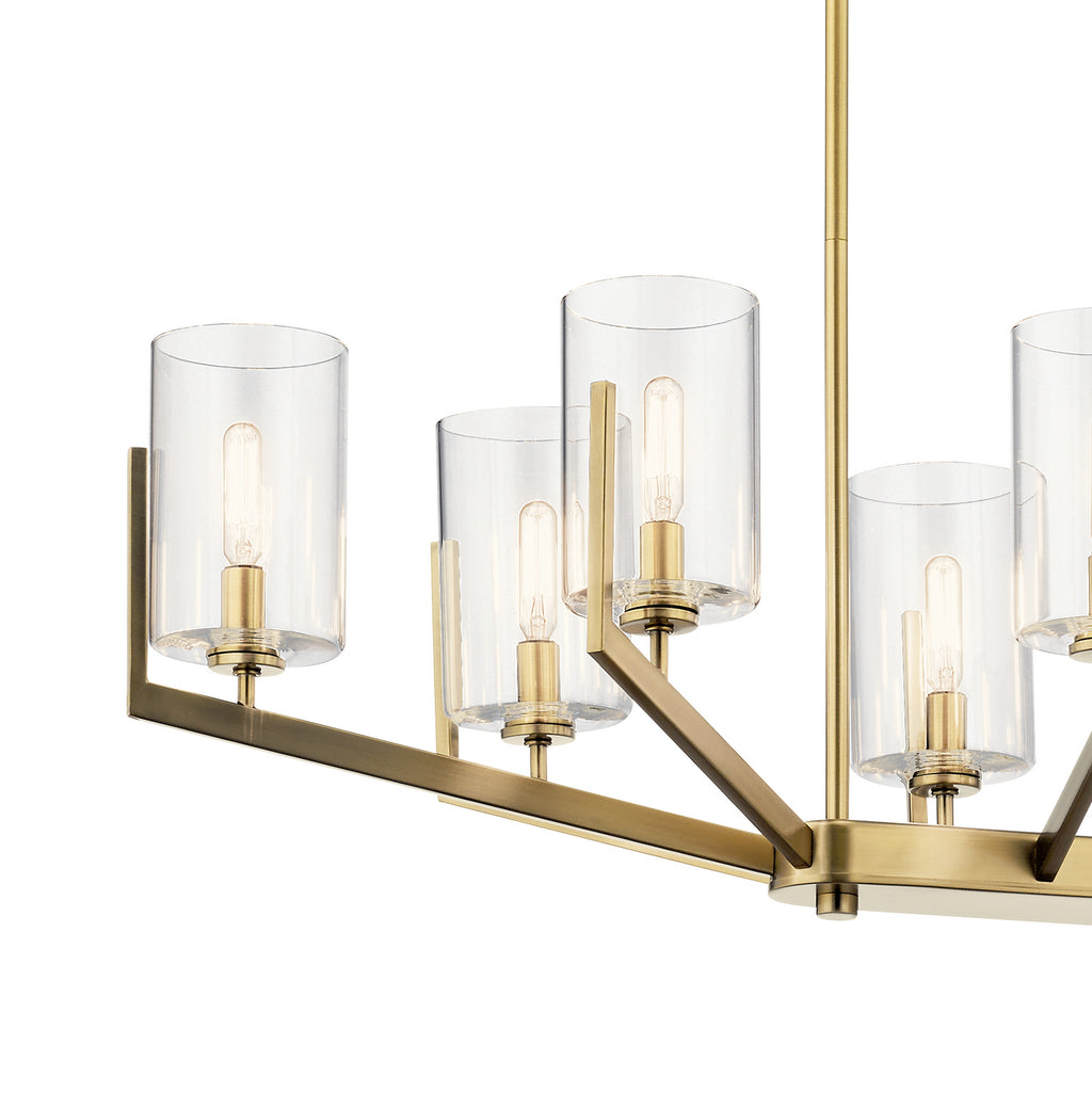 KICHLER 52315BNB Nye 14.75" 8 Light Oval Chandelier With Clear Glass In Brushed Natural Brass