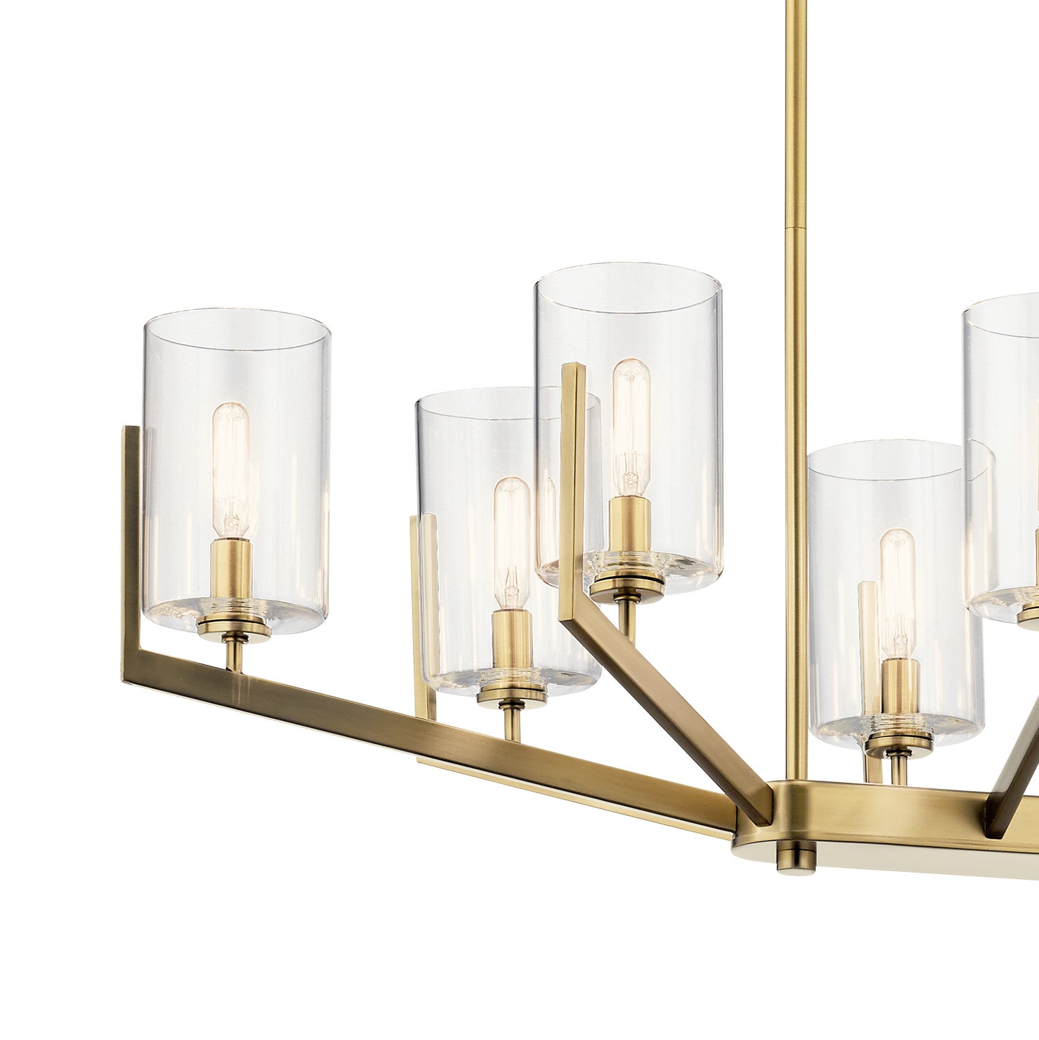 KICHLER 52315BNB Nye 14.75" 8 Light Oval Chandelier With Clear Glass In Brushed Natural Brass