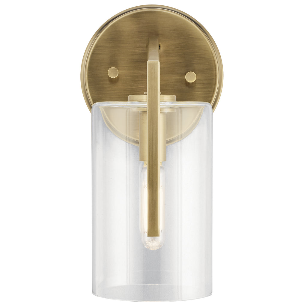 KICHLER 52316BNB Nye 9.75" 1 Light Wall Sconce With Clear Glass In Brushed Natural Brass
