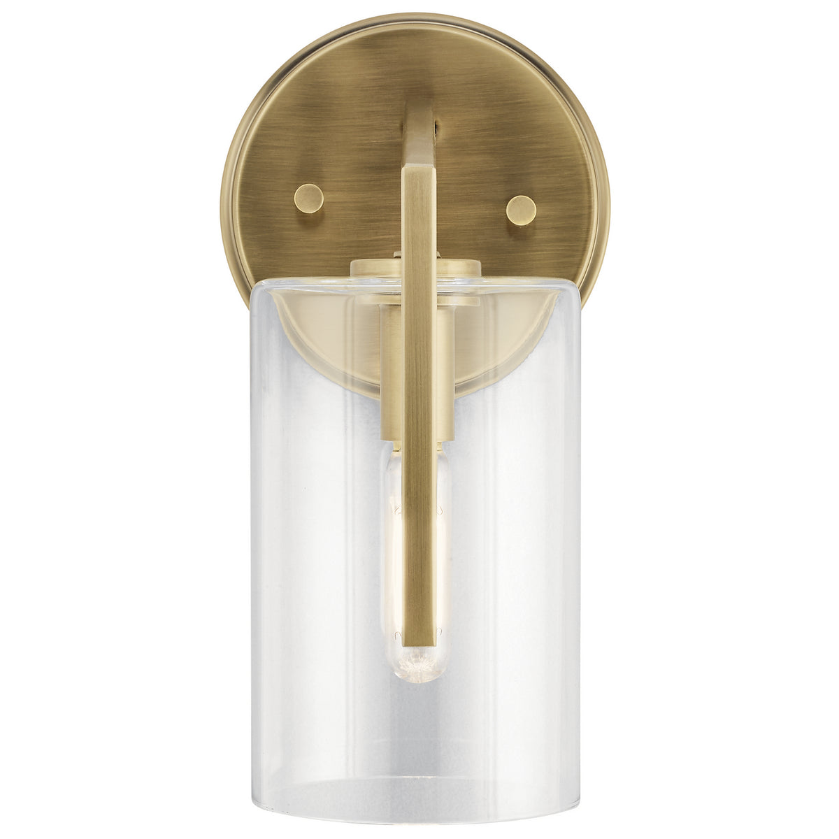 KICHLER 52316BNB Nye 9.75" 1 Light Wall Sconce With Clear Glass In Brushed Natural Brass