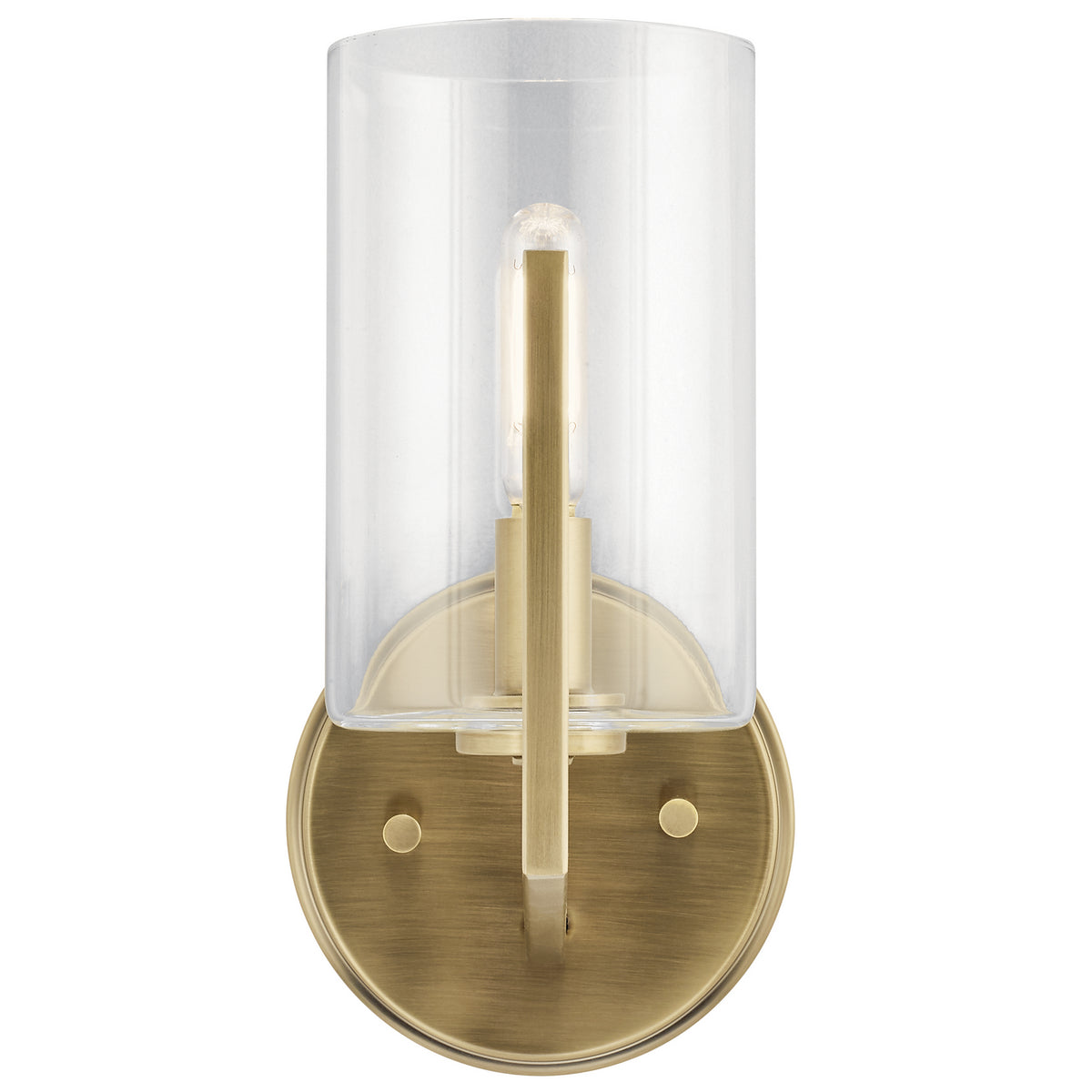 KICHLER 52316BNB Nye 9.75" 1 Light Wall Sconce With Clear Glass In Brushed Natural Brass