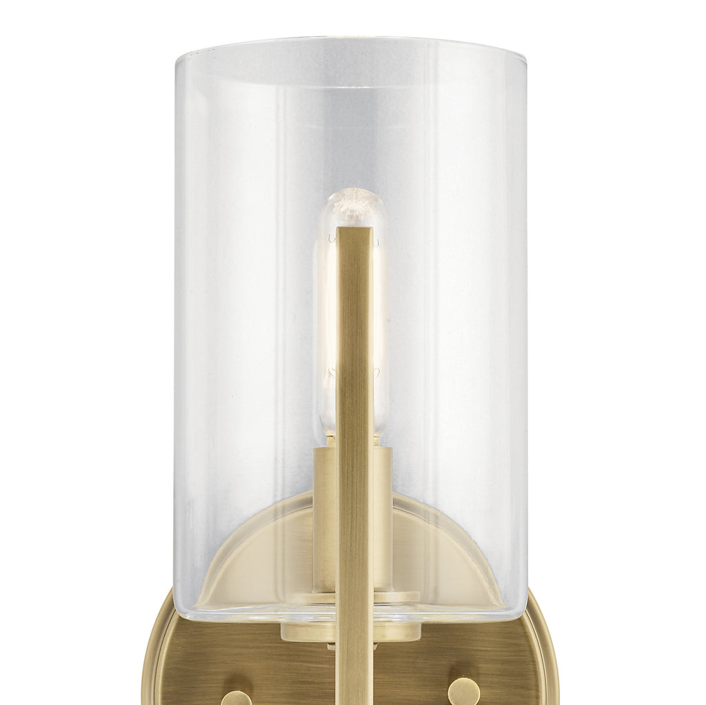 KICHLER 52316BNB Nye 9.75" 1 Light Wall Sconce With Clear Glass In Brushed Natural Brass