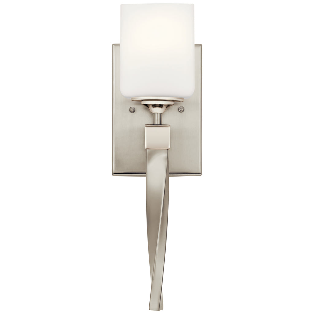 KICHLER 55000NI Marette 5 " 1 Light Wall Sconce With Satin Etched Cased Opal Glass In Brushed Nickel