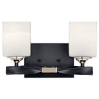 KICHLER 55001BK Marette 13.5 " 2 Light Vanity Light With Satin Etched Cased Opal Glass In Black