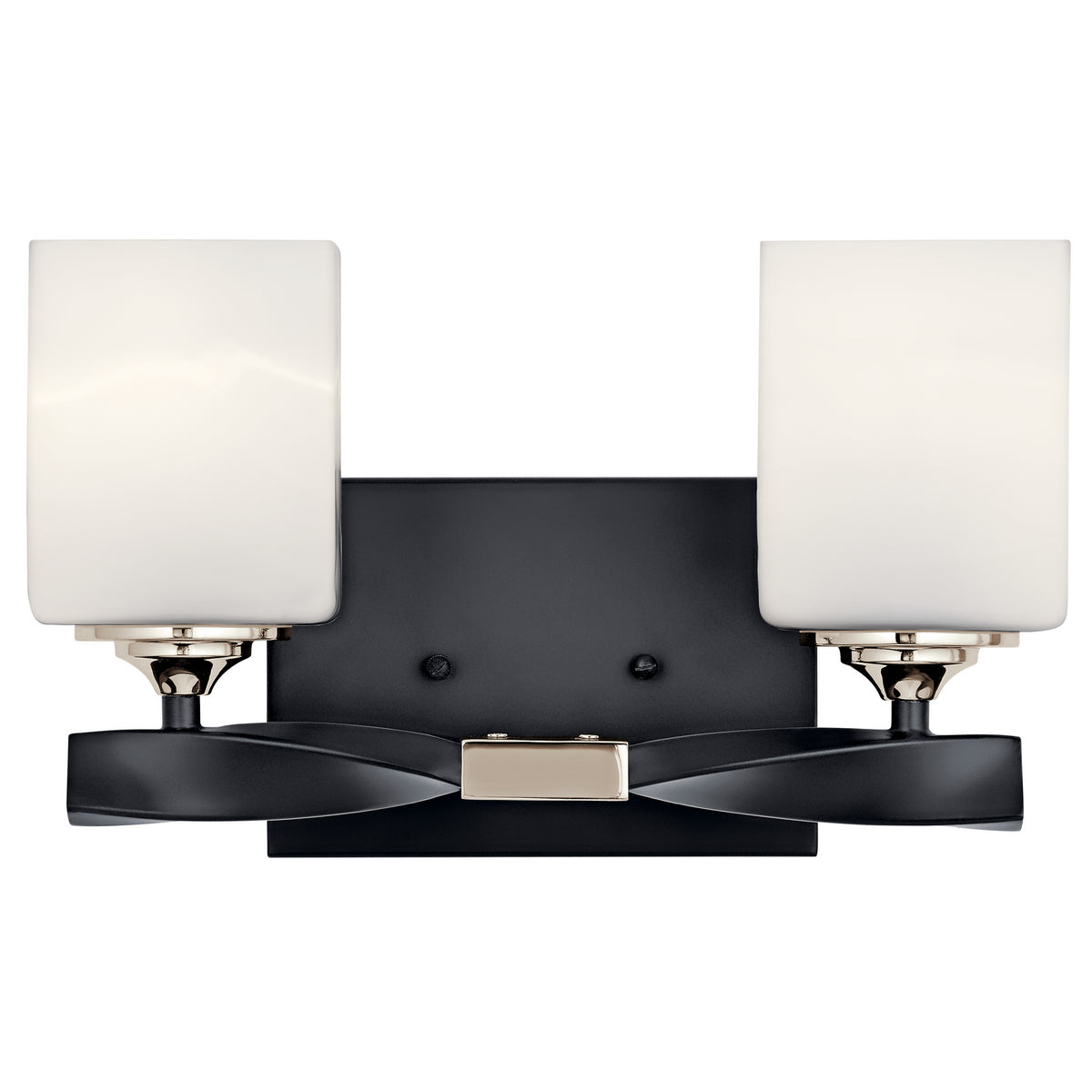 KICHLER 55001BK Marette 13.5 " 2 Light Vanity Light With Satin Etched Cased Opal Glass In Black