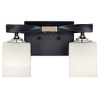 KICHLER 55001BK Marette 13.5 " 2 Light Vanity Light With Satin Etched Cased Opal Glass In Black