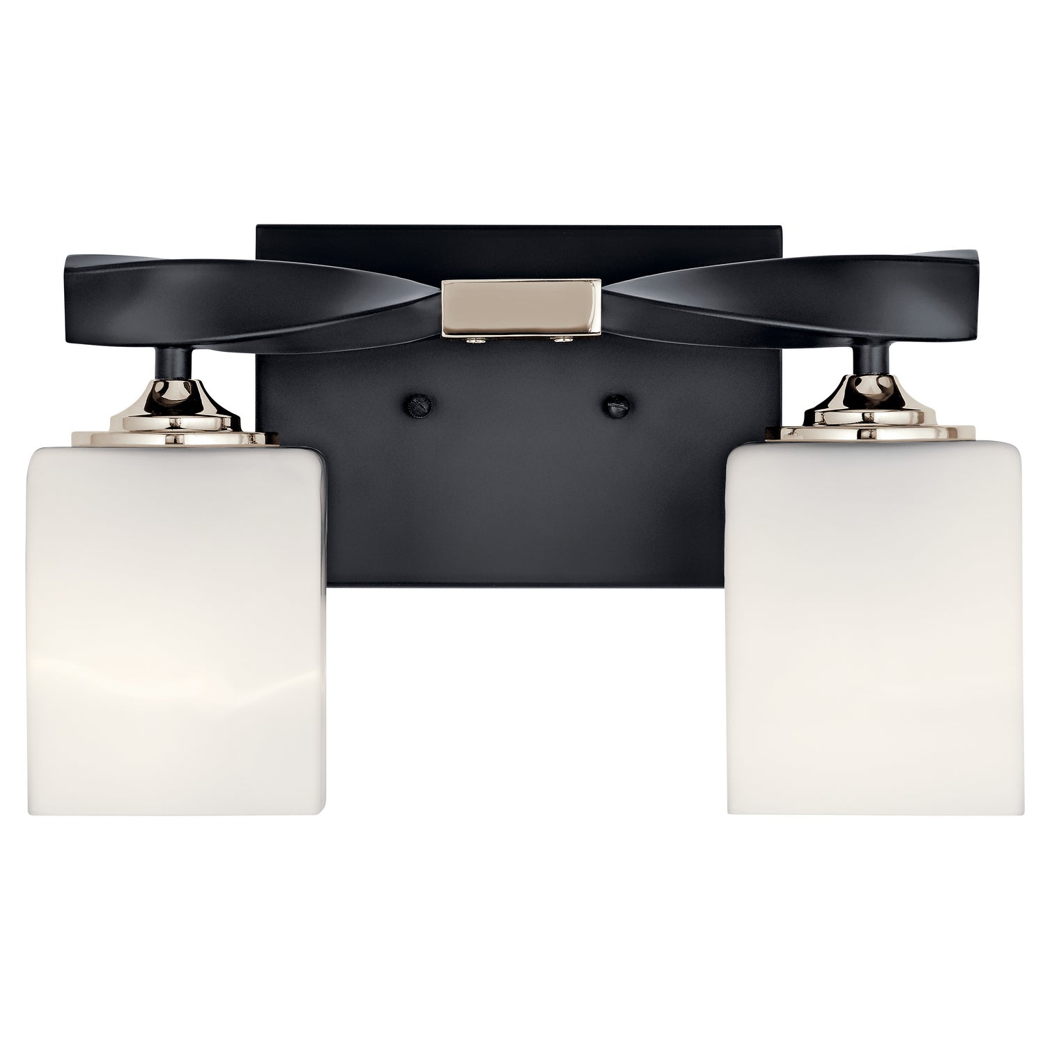 KICHLER 55001BK Marette 13.5 " 2 Light Vanity Light With Satin Etched Cased Opal Glass In Black