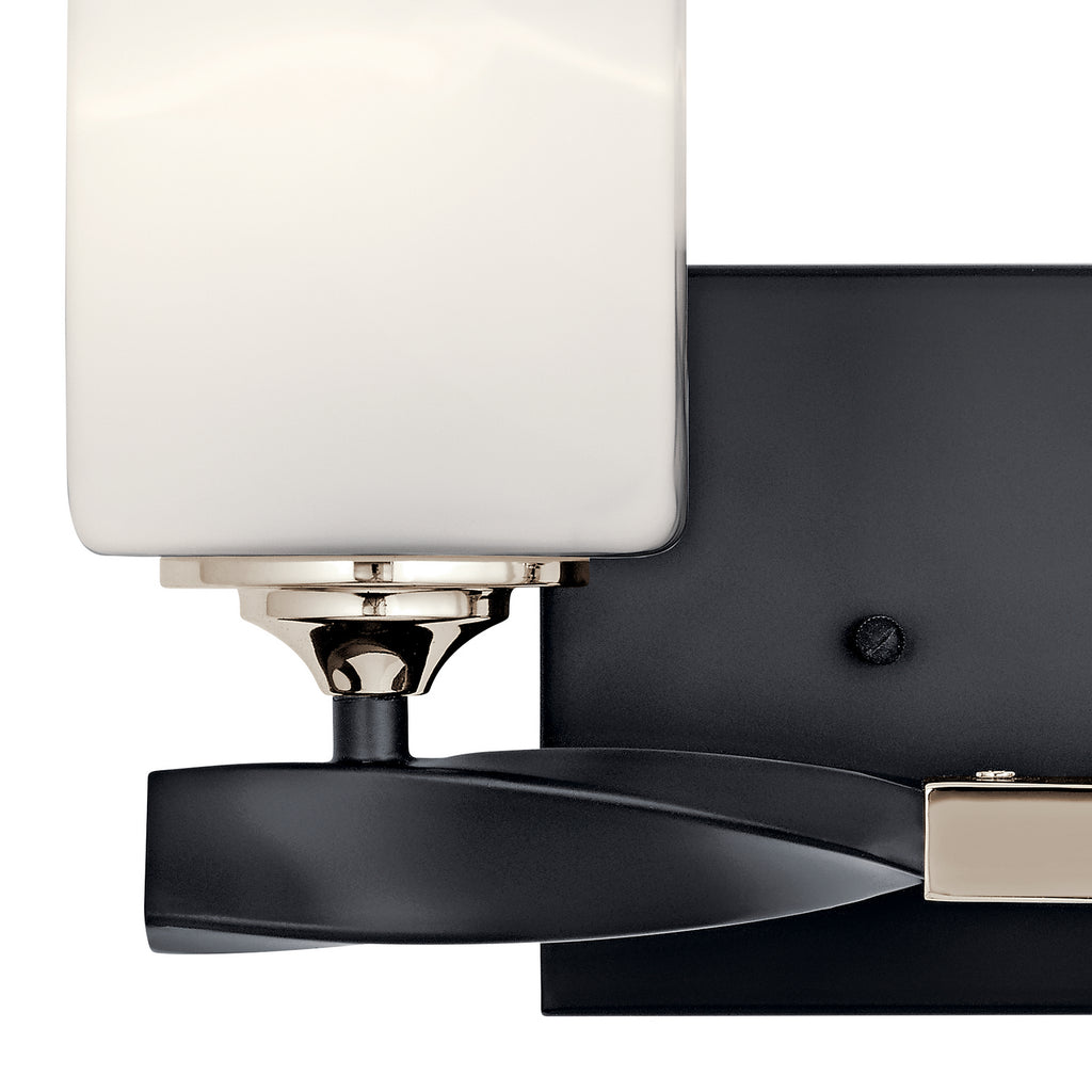 KICHLER 55001BK Marette 13.5 " 2 Light Vanity Light With Satin Etched Cased Opal Glass In Black