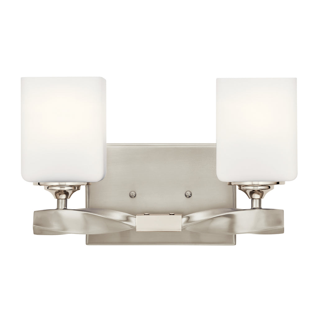 KICHLER 55001NI Marette 13.5 " 2 Light Vanity Light With Satin Etched Cased Opal Glass In Brushed Nickel