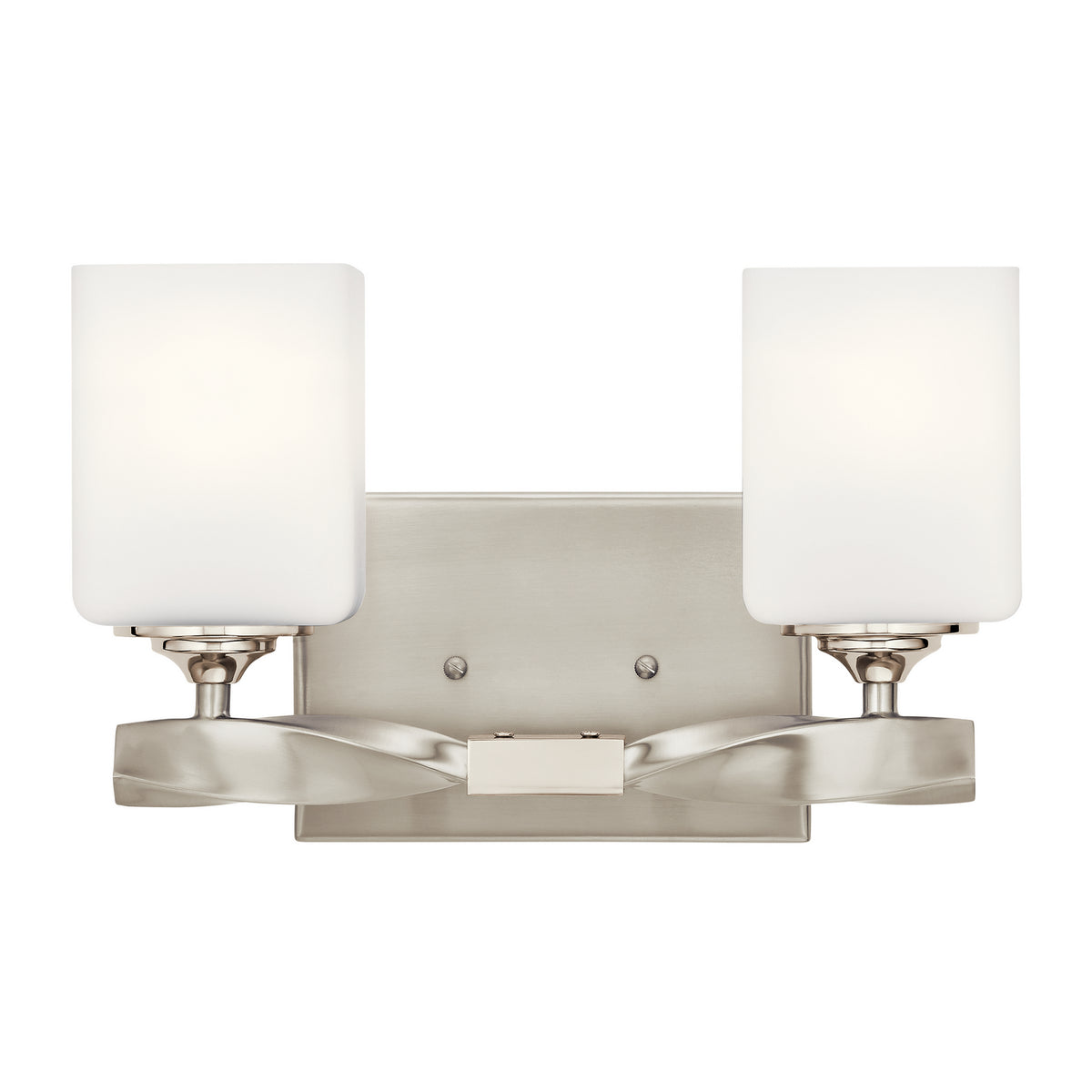 KICHLER 55001NI Marette 13.5 " 2 Light Vanity Light With Satin Etched Cased Opal Glass In Brushed Nickel