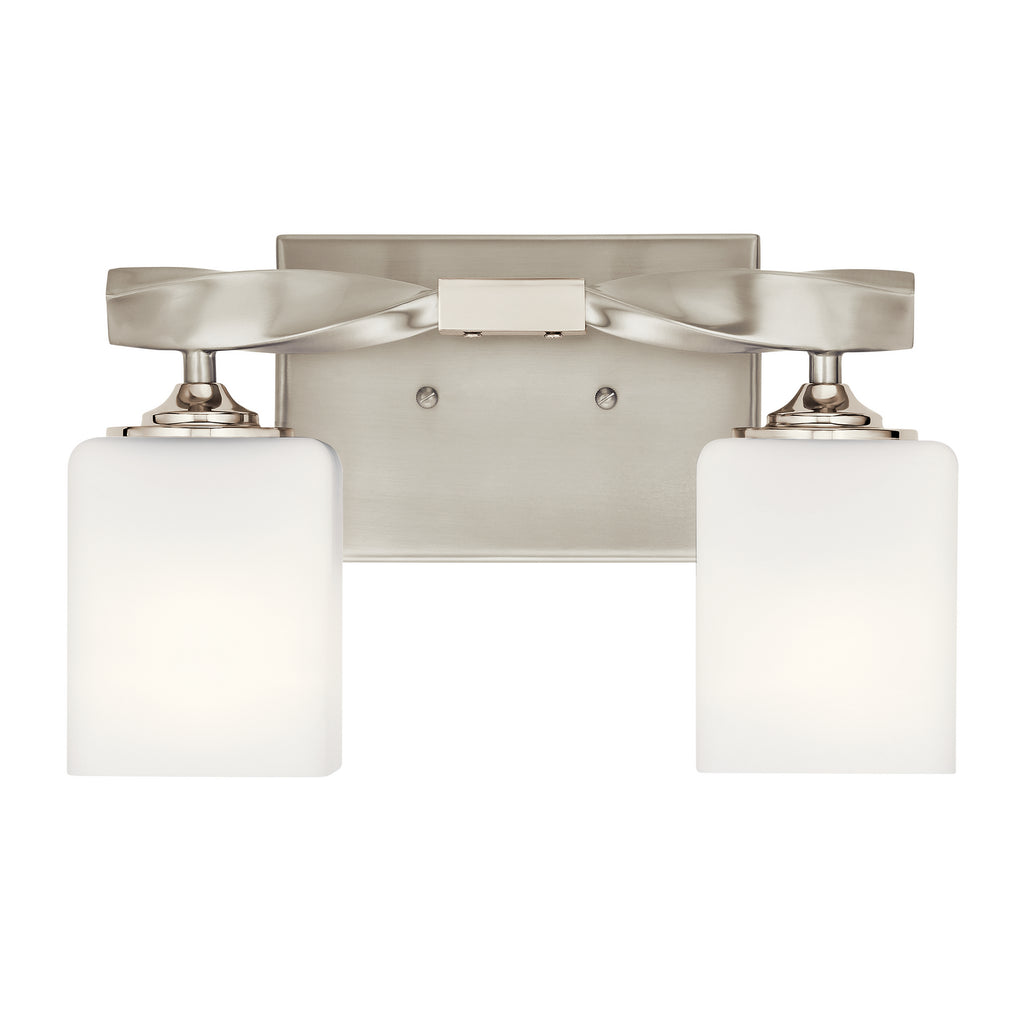 KICHLER 55001NI Marette 13.5 " 2 Light Vanity Light With Satin Etched Cased Opal Glass In Brushed Nickel