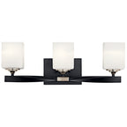KICHLER 55002BK Marette 22.75" 3 Light Vanity Light With Satin Etched Cased Opal Glass In Black