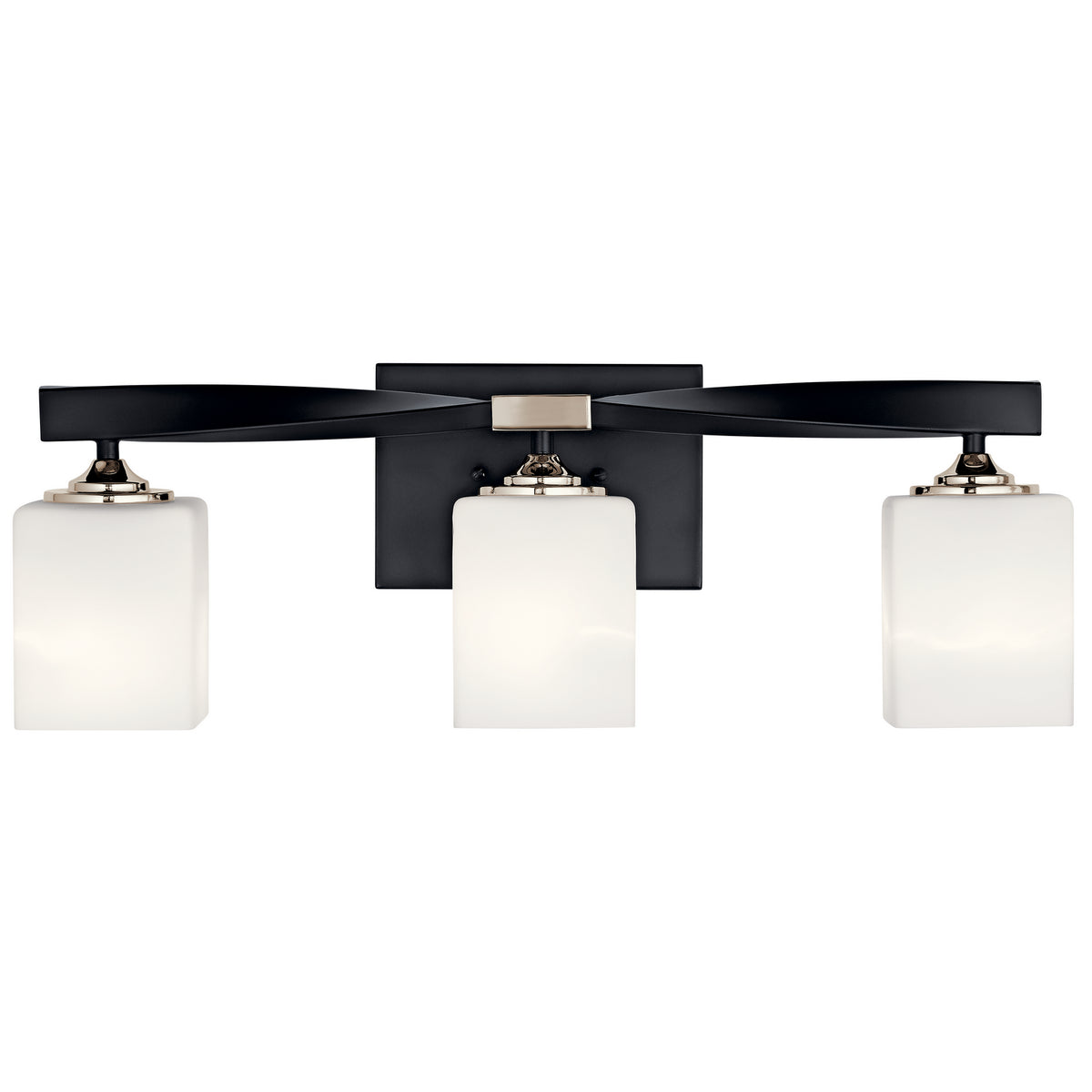 KICHLER 55002BK Marette 22.75" 3 Light Vanity Light With Satin Etched Cased Opal Glass In Black