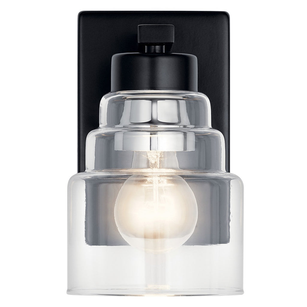 KICHLER 55010BK Vionnet 8.5" 1 Light Wall Sconce With Clear Glass In Black