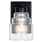 KICHLER 55010BK Vionnet 8.5" 1 Light Wall Sconce With Clear Glass In Black