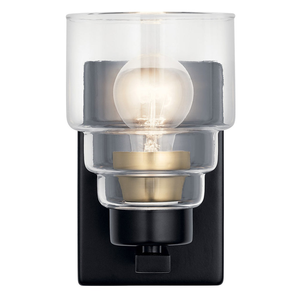 KICHLER 55010BK Vionnet 8.5" 1 Light Wall Sconce With Clear Glass In Black