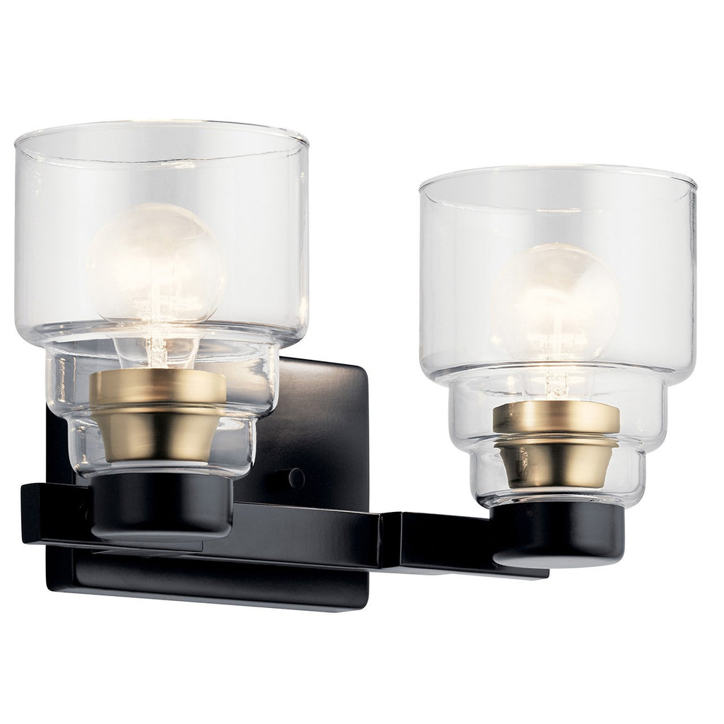 KICHLER 55011BK Vionnet 14.5" 2 Light Vanity Light With Clear Glass In Black