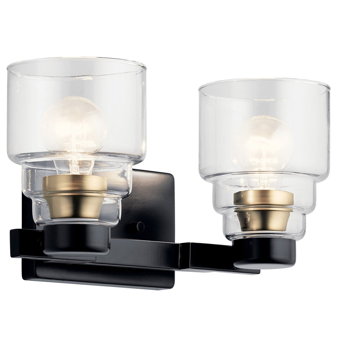 KICHLER 55011BK Vionnet 14.5" 2 Light Vanity Light With Clear Glass In Black