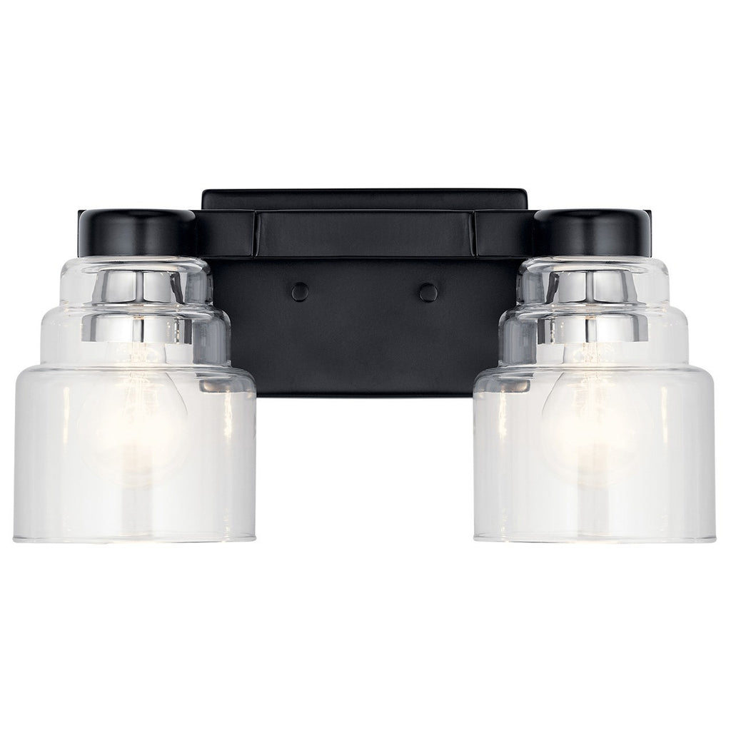 KICHLER 55011BK Vionnet 14.5" 2 Light Vanity Light With Clear Glass In Black