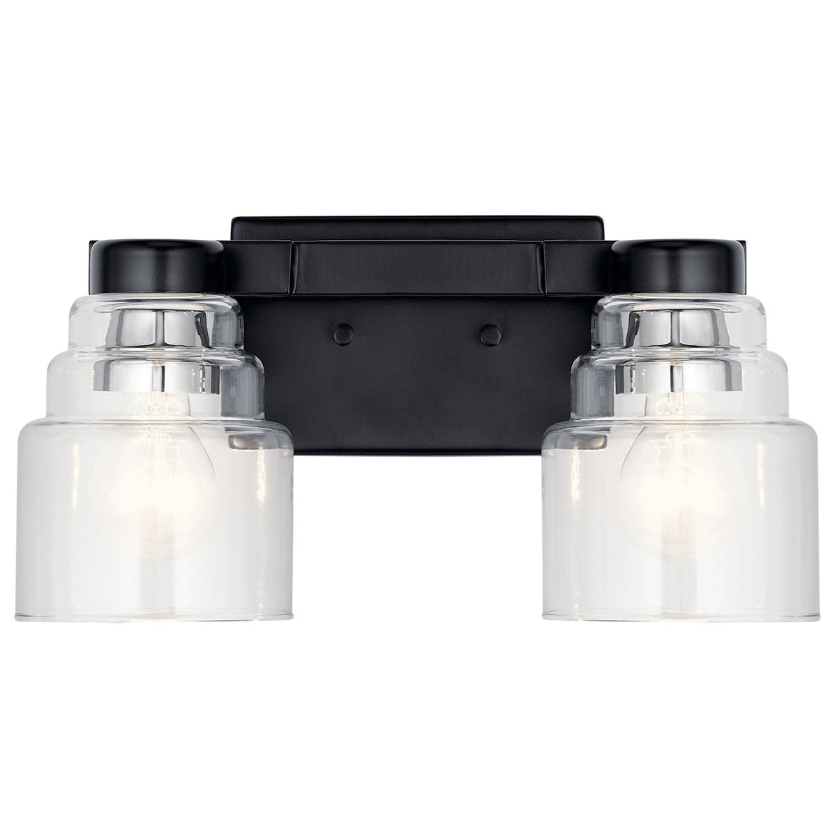 KICHLER 55011BK Vionnet 14.5" 2 Light Vanity Light With Clear Glass In Black