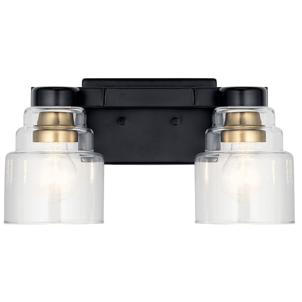 KICHLER 55011BK Vionnet 14.5" 2 Light Vanity Light With Clear Glass In Black