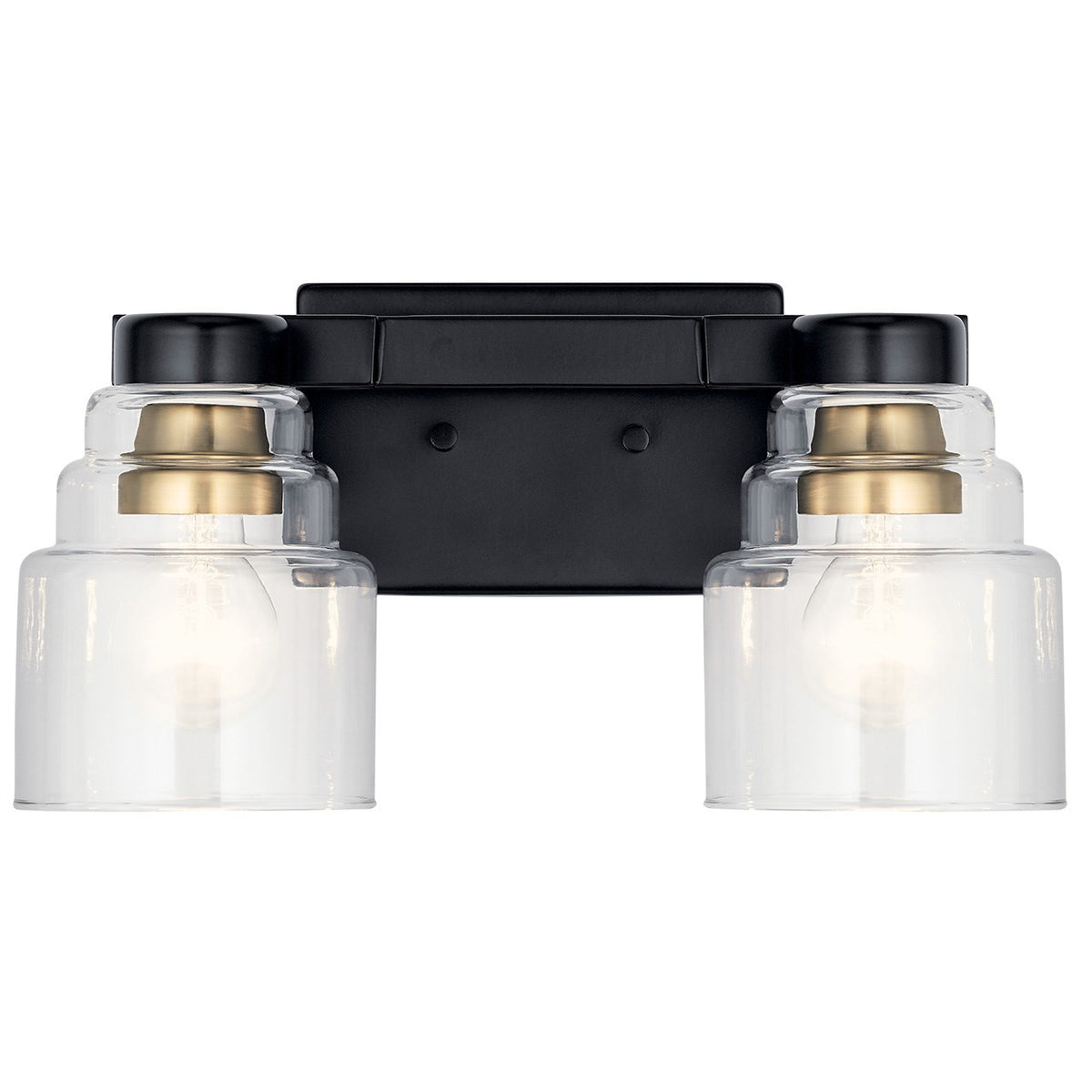 KICHLER 55011BK Vionnet 14.5" 2 Light Vanity Light With Clear Glass In Black