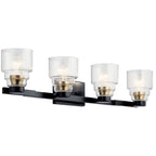 KICHLER 55013BK Vionnet 33.5" 4 Light Vanity Light In Clear Glass In Black