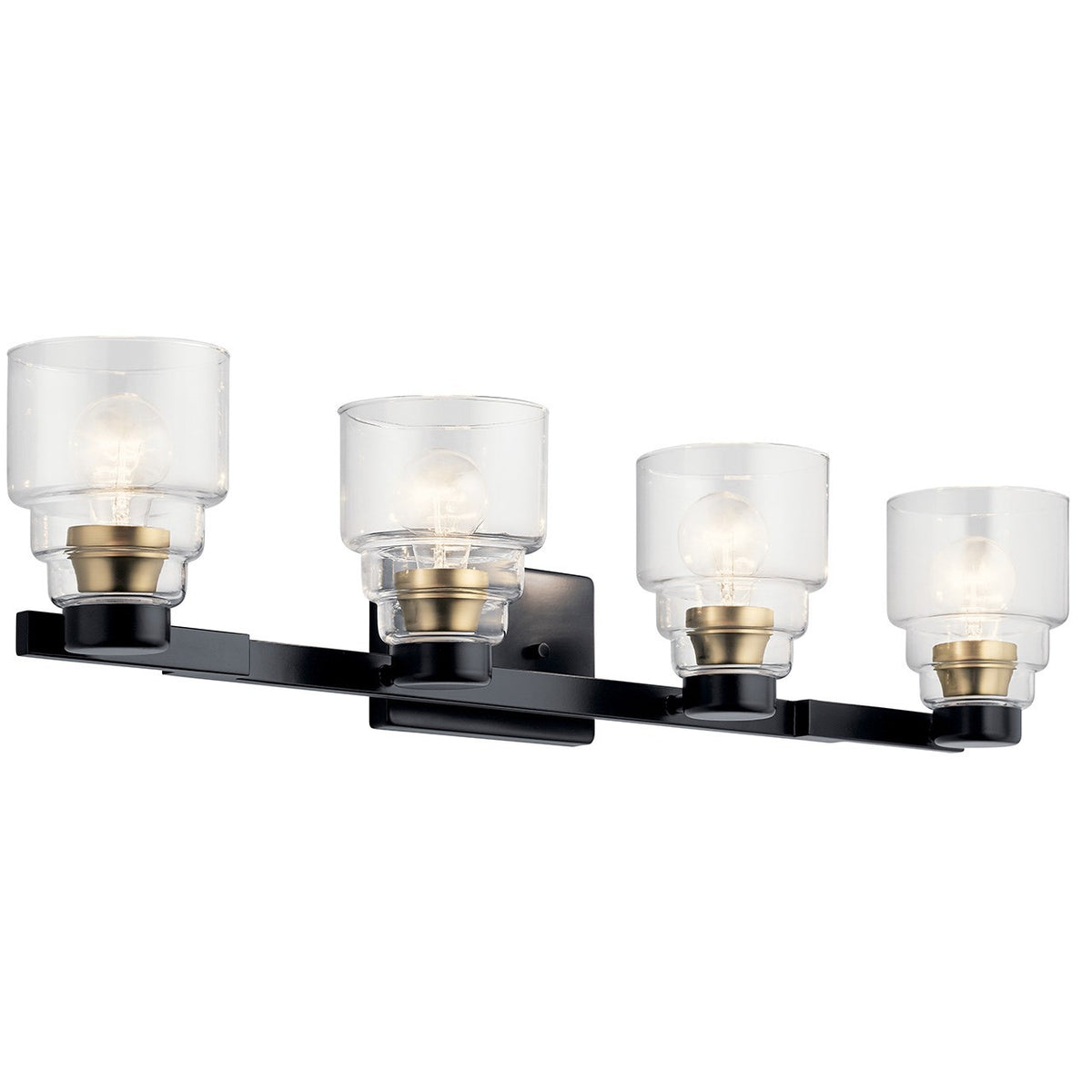 KICHLER 55013BK Vionnet 33.5" 4 Light Vanity Light In Clear Glass In Black