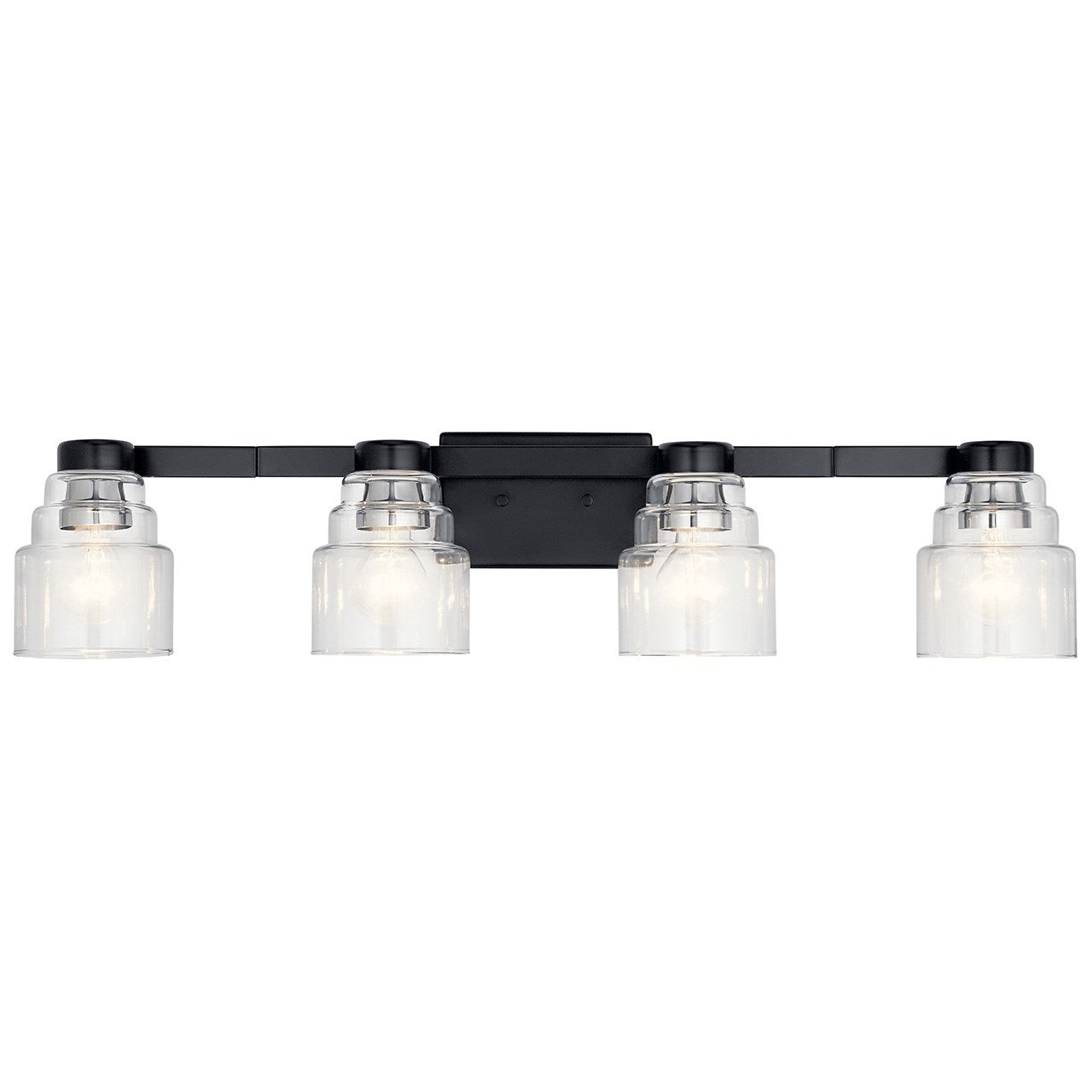 KICHLER 55013BK Vionnet 33.5" 4 Light Vanity Light In Clear Glass In Black