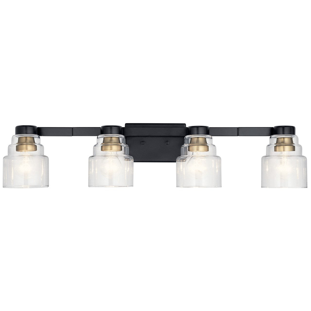 KICHLER 55013BK Vionnet 33.5" 4 Light Vanity Light In Clear Glass In Black