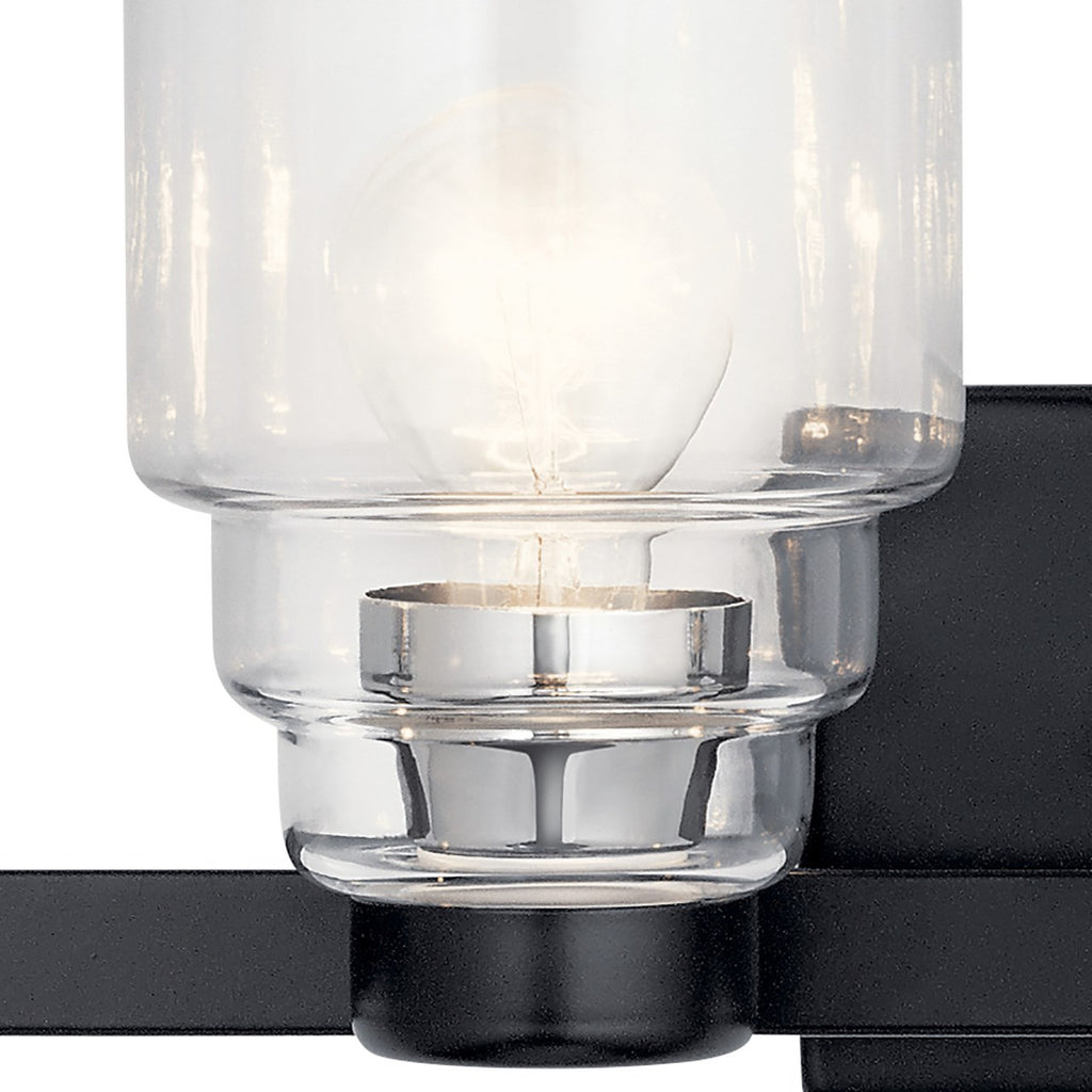 KICHLER 55013BK Vionnet 33.5" 4 Light Vanity Light In Clear Glass In Black