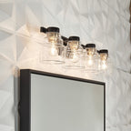 KICHLER 55013BK Vionnet 33.5" 4 Light Vanity Light In Clear Glass In Black