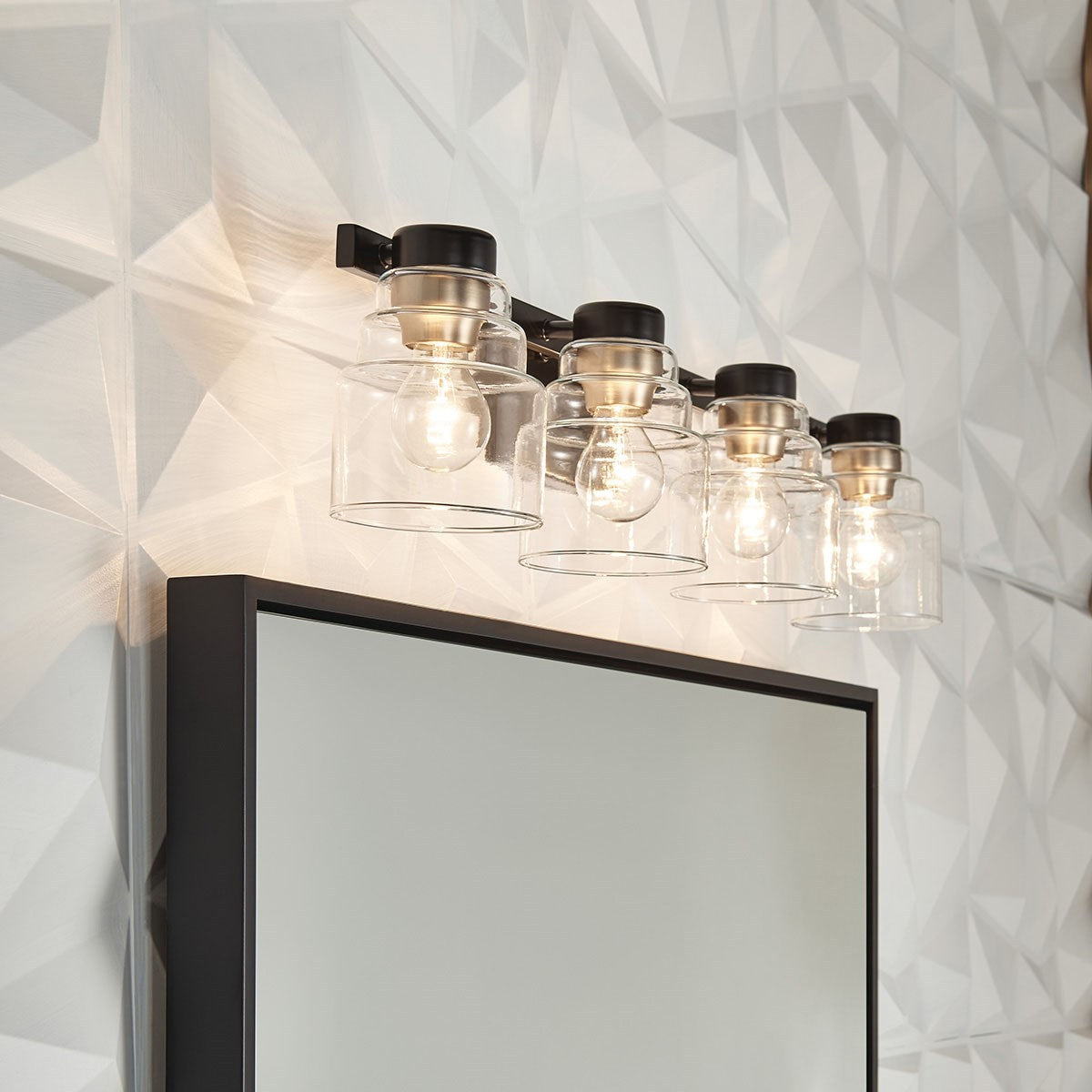 KICHLER 55013BK Vionnet 33.5" 4 Light Vanity Light In Clear Glass In Black