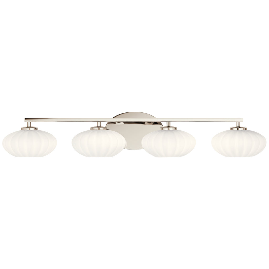 KICHLER 55026PN Pim 34" 4 Light Vanity Light with Satin Etched Cased Opal Glass in Polished Nickel