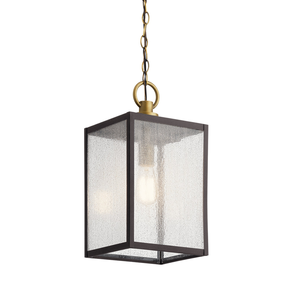 KICHLER 59008WZC Lahden 17.25" 1 Light Outdoor Convertible Pendant/Semi Flush With Clear Seeded Glass In Weathered Zinc