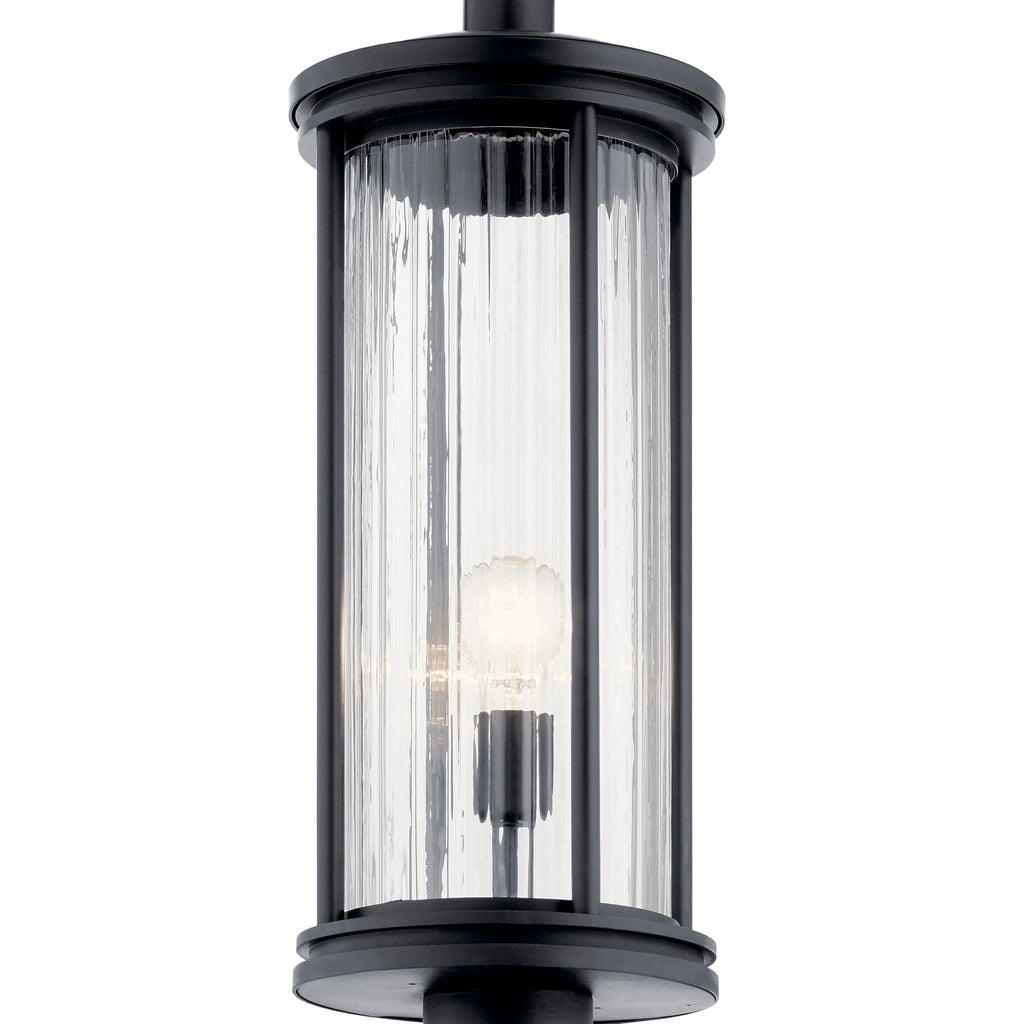 KICHLER 59025BK Barras 23.25" 1 Light Outdoor Post Light With Clear Ribbed Glass In Black