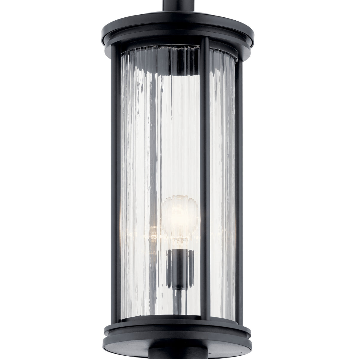 KICHLER 59025BK Barras 23.25" 1 Light Outdoor Post Light With Clear Ribbed Glass In Black