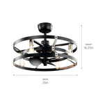 KICHLER 300040SBK Cavelli 25 Inch Low Profile Ceiling Fan In Satin Black Finish With Brushed Nickel Accents