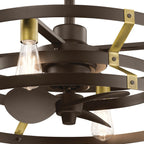 KICHLER 300040SNB Cavelli 25 Inch Low Profile Ceiling Fan In Satin Natural Bronze Finish With Natural Brass Accents