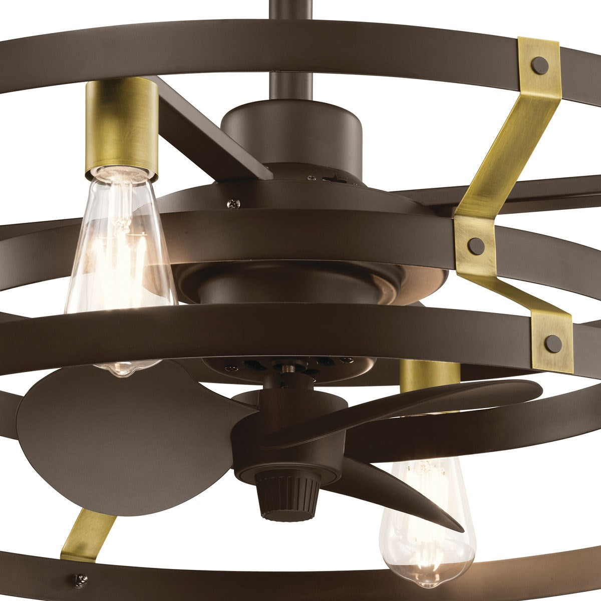 KICHLER 300040SNB Cavelli 25 Inch Low Profile Ceiling Fan In Satin Natural Bronze Finish With Natural Brass Accents