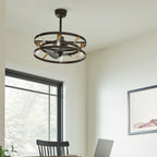 KICHLER 300040SNB Cavelli 25 Inch Low Profile Ceiling Fan In Satin Natural Bronze Finish With Natural Brass Accents