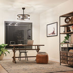 KICHLER 300040SNB Cavelli 25 Inch Low Profile Ceiling Fan In Satin Natural Bronze Finish With Natural Brass Accents