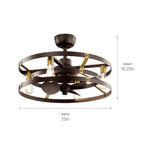 KICHLER 300040SNB Cavelli 25 Inch Low Profile Ceiling Fan In Satin Natural Bronze Finish With Natural Brass Accents
