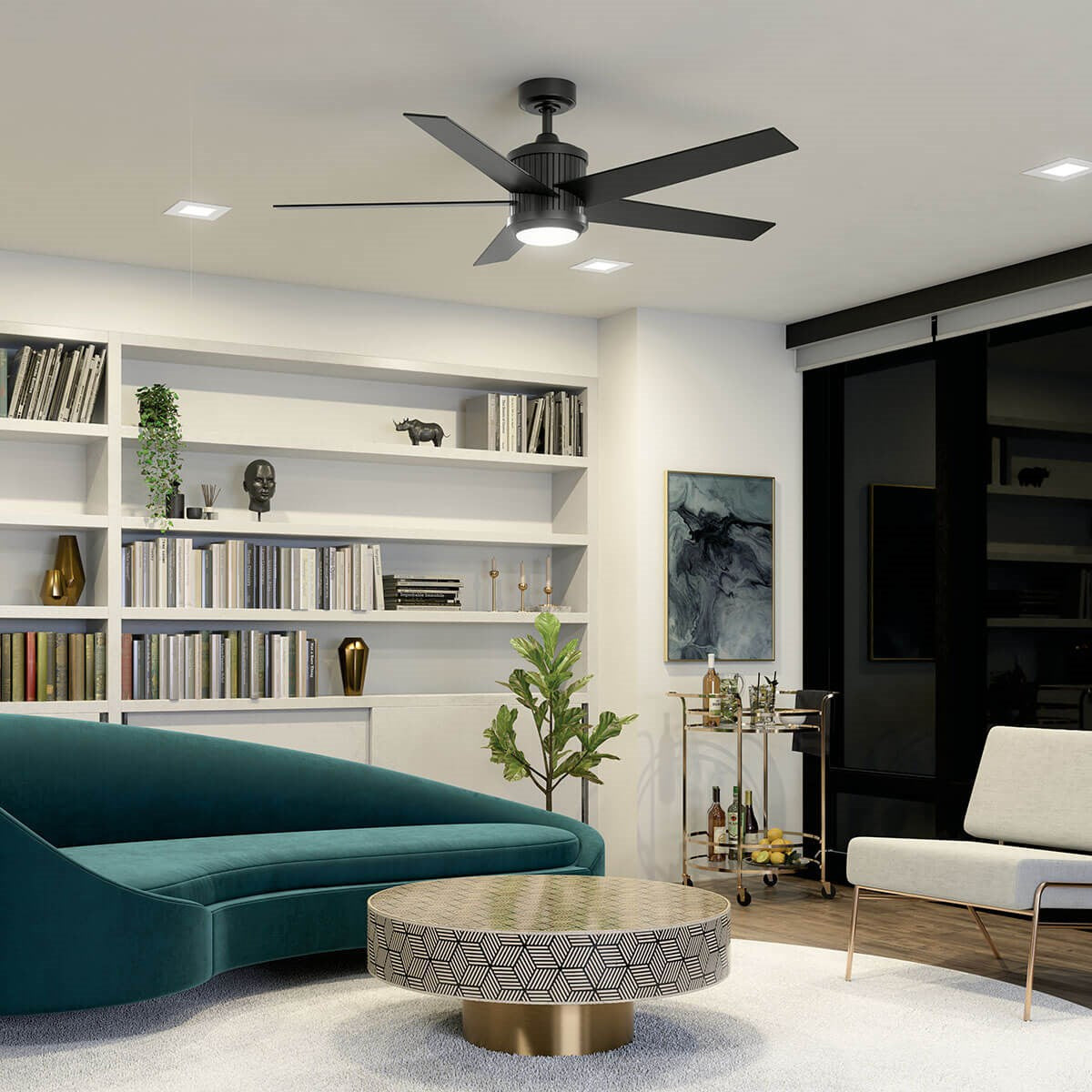 KICHLER 300044SBK Brahm Led 56" Ceiling Fan Satin Black