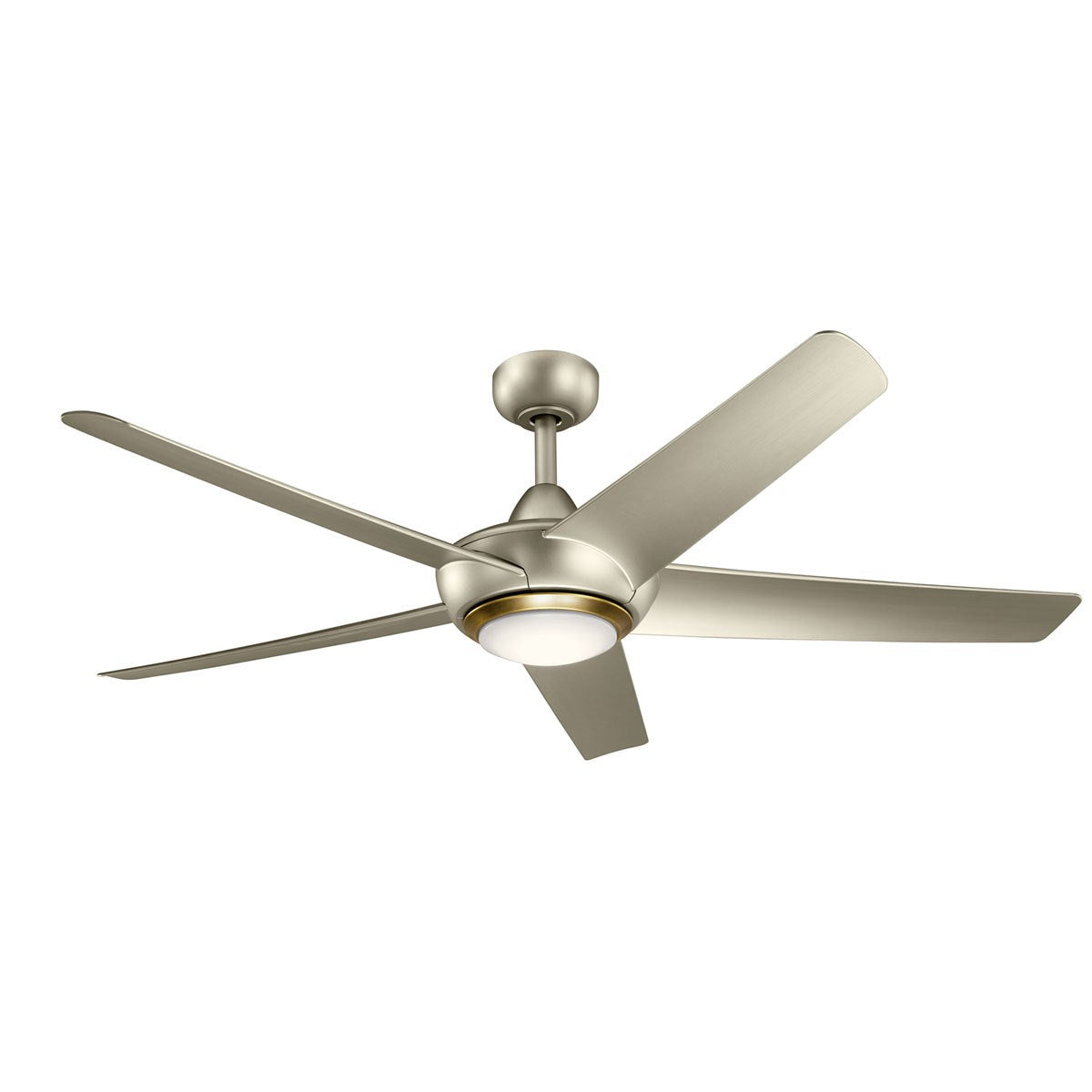 KICHLER 330089NI Kapono 52 Inch Led Ceiling Fan In Nickel With Frosted White Polycarbonate Lens
