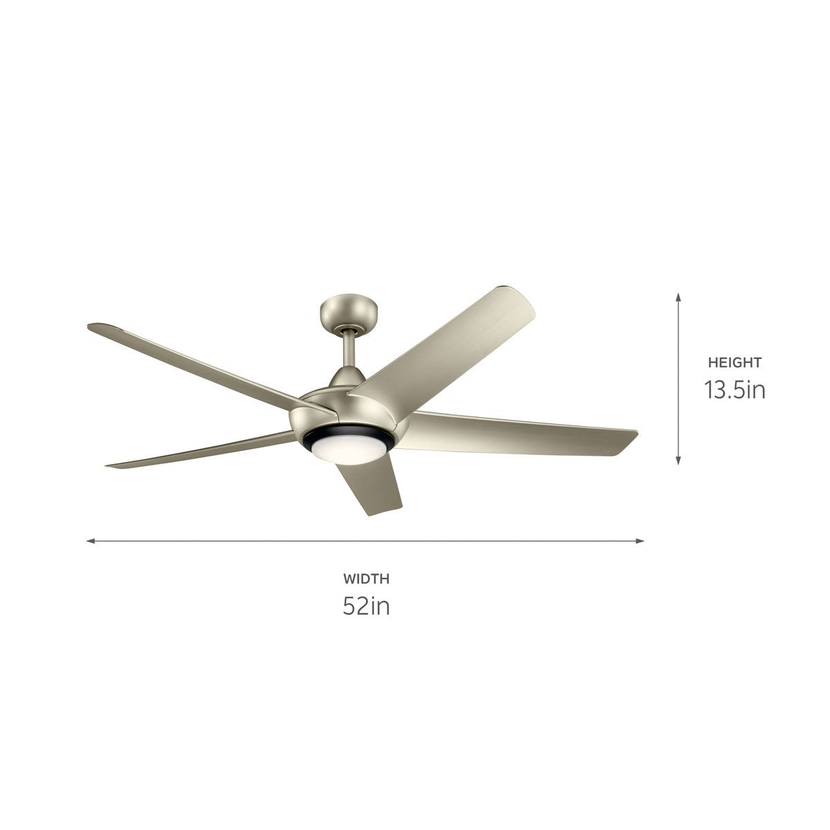 KICHLER 330089NI Kapono 52 Inch Led Ceiling Fan In Nickel With Frosted White Polycarbonate Lens