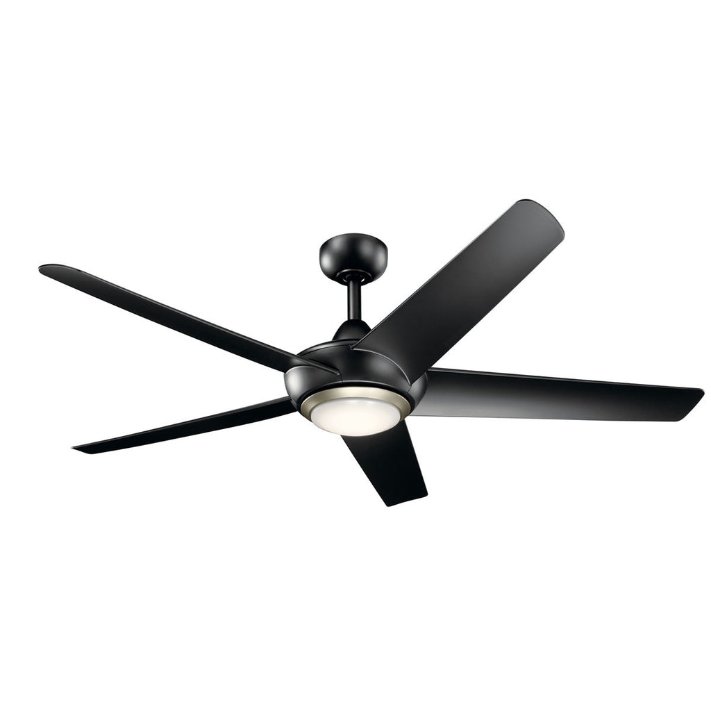 KICHLER 330089SBK Kapono 52 Inch Led Ceiling Fan In Satin Black With Frosted White Polycarbonate Lens