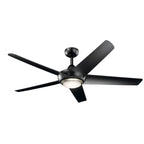 KICHLER 330089SBK Kapono 52 Inch Led Ceiling Fan In Satin Black With Frosted White Polycarbonate Lens